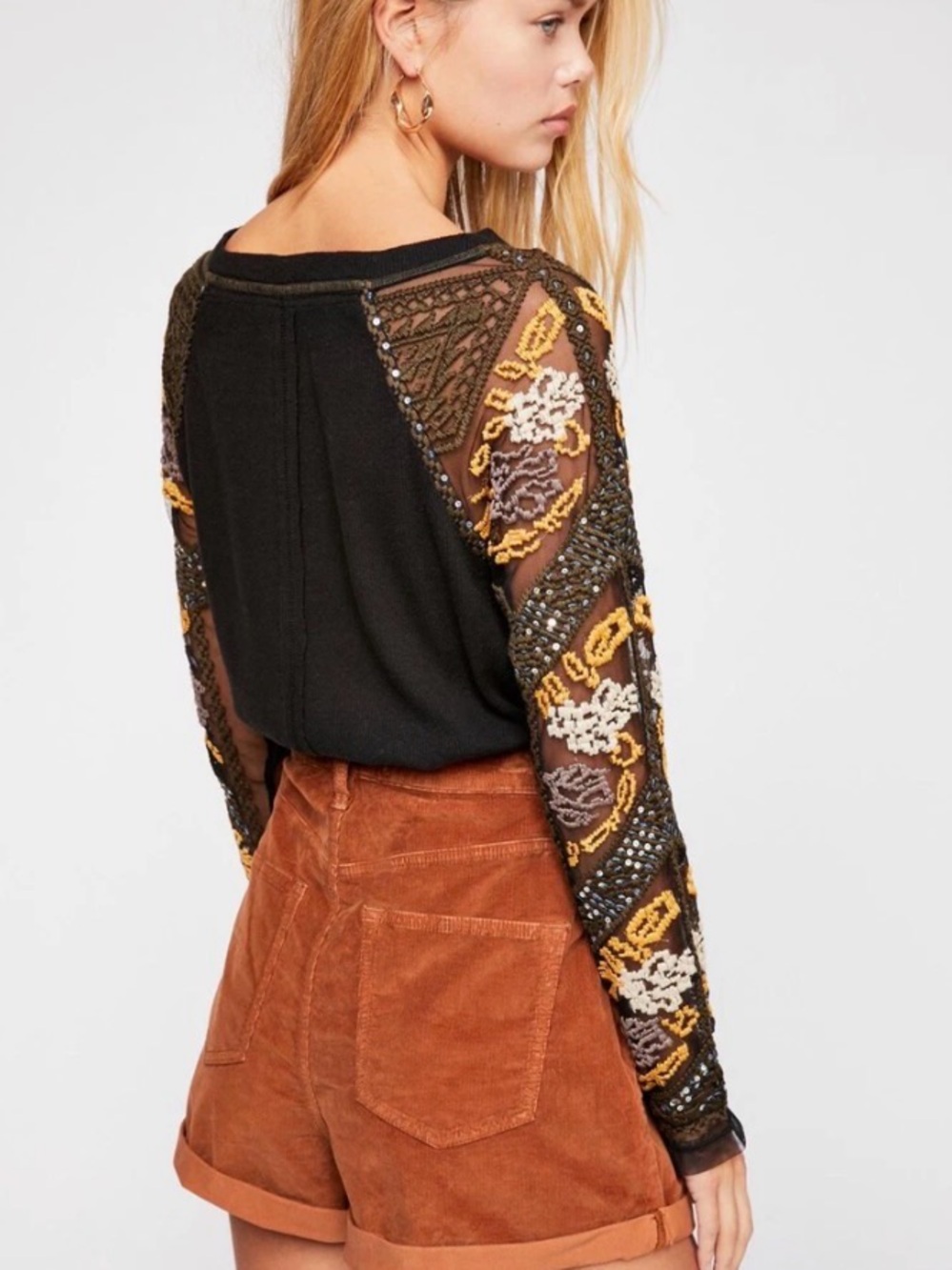 ⭐️Free People Rendezvous Embroidered Ribbed Tee⭐️ - Picture 3 of 8